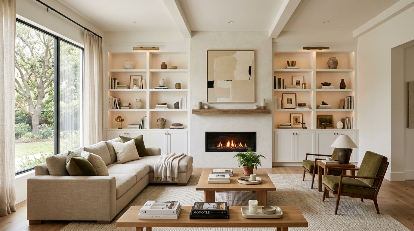 Built-In Entertainment Center with Fireplace Ideas