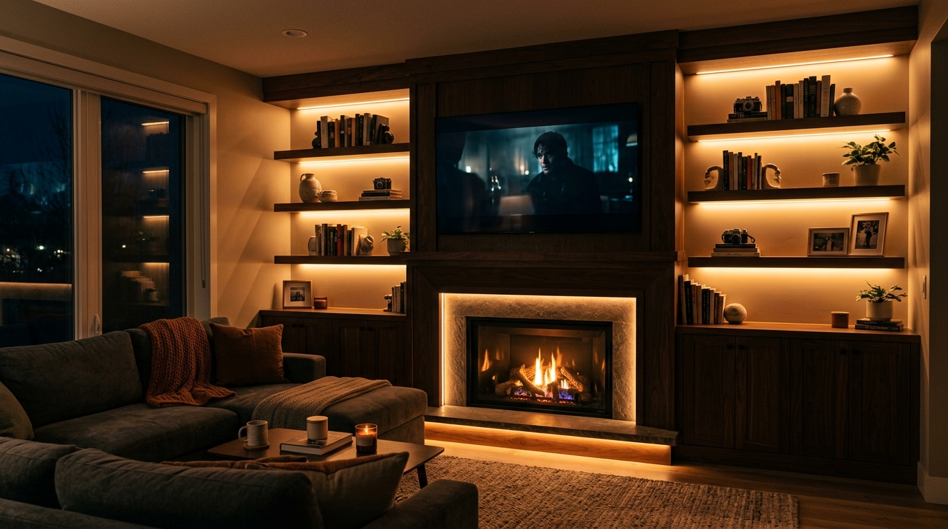 Built-In Entertainment Center with Fireplace Ideas